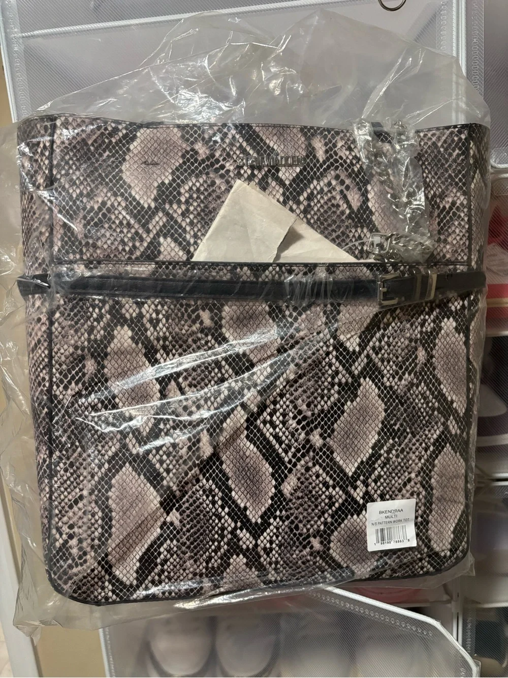 Steve Madden Snake-Print Tote with Black Pouch & Cardholder